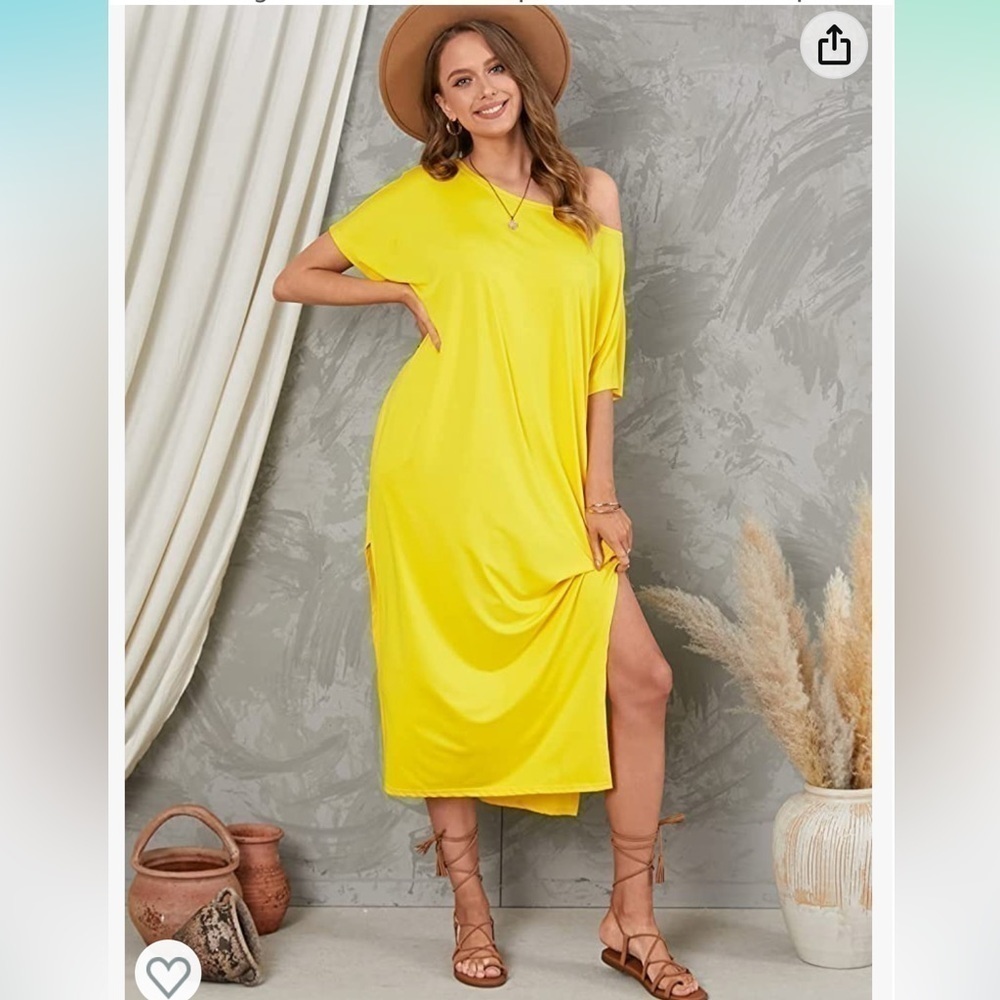 NWT XS  summer Maxi Dress Off Shoulder Long Beach Cover Up Kaftan Dress w/Slit